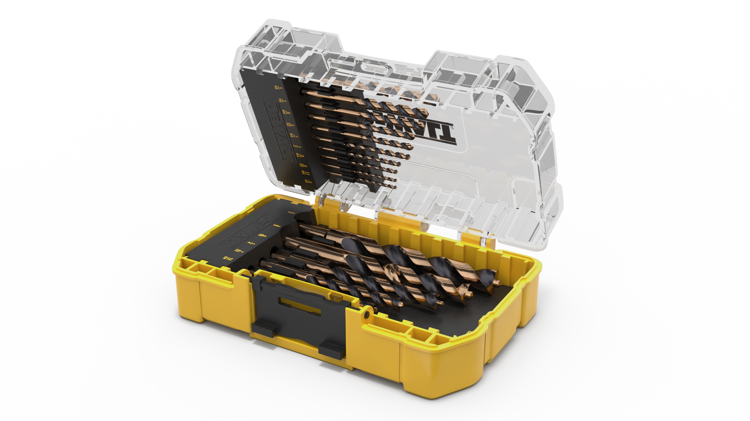 DeWalt Black and Gold HSS Drill Bit Set with Case 3D model