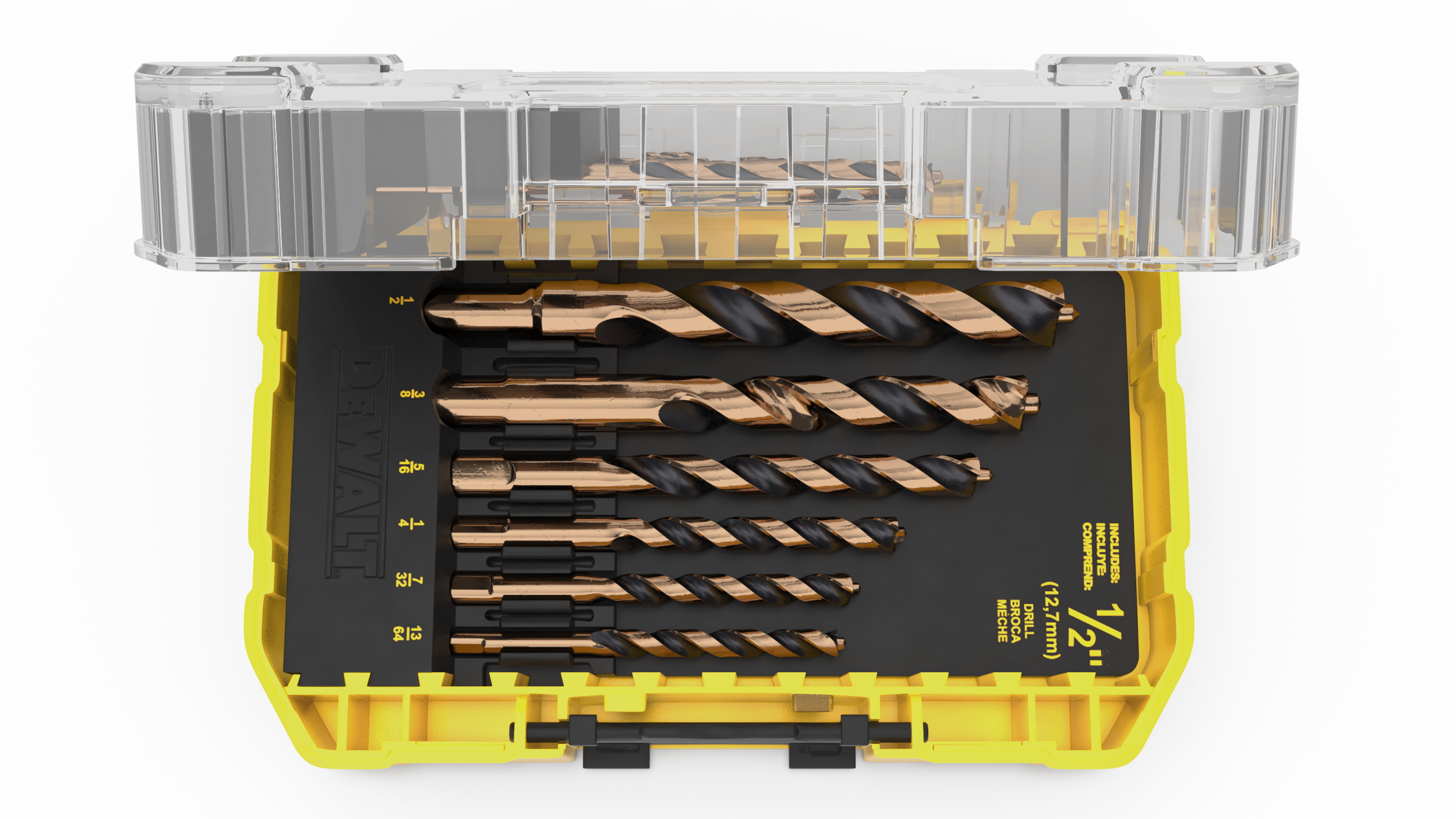 DeWalt Black and Gold HSS Drill Bit Set with Case 3D model