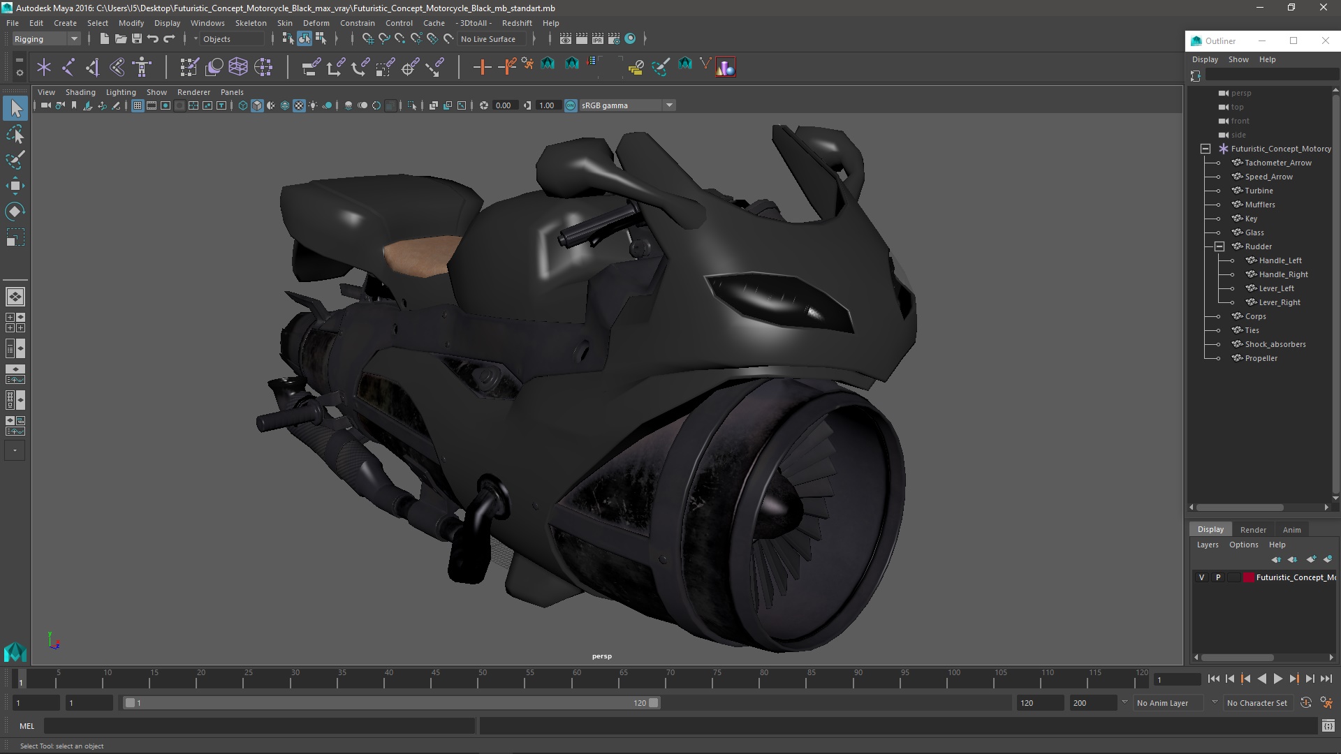 3D model Futuristic Concept Motorcycle Black