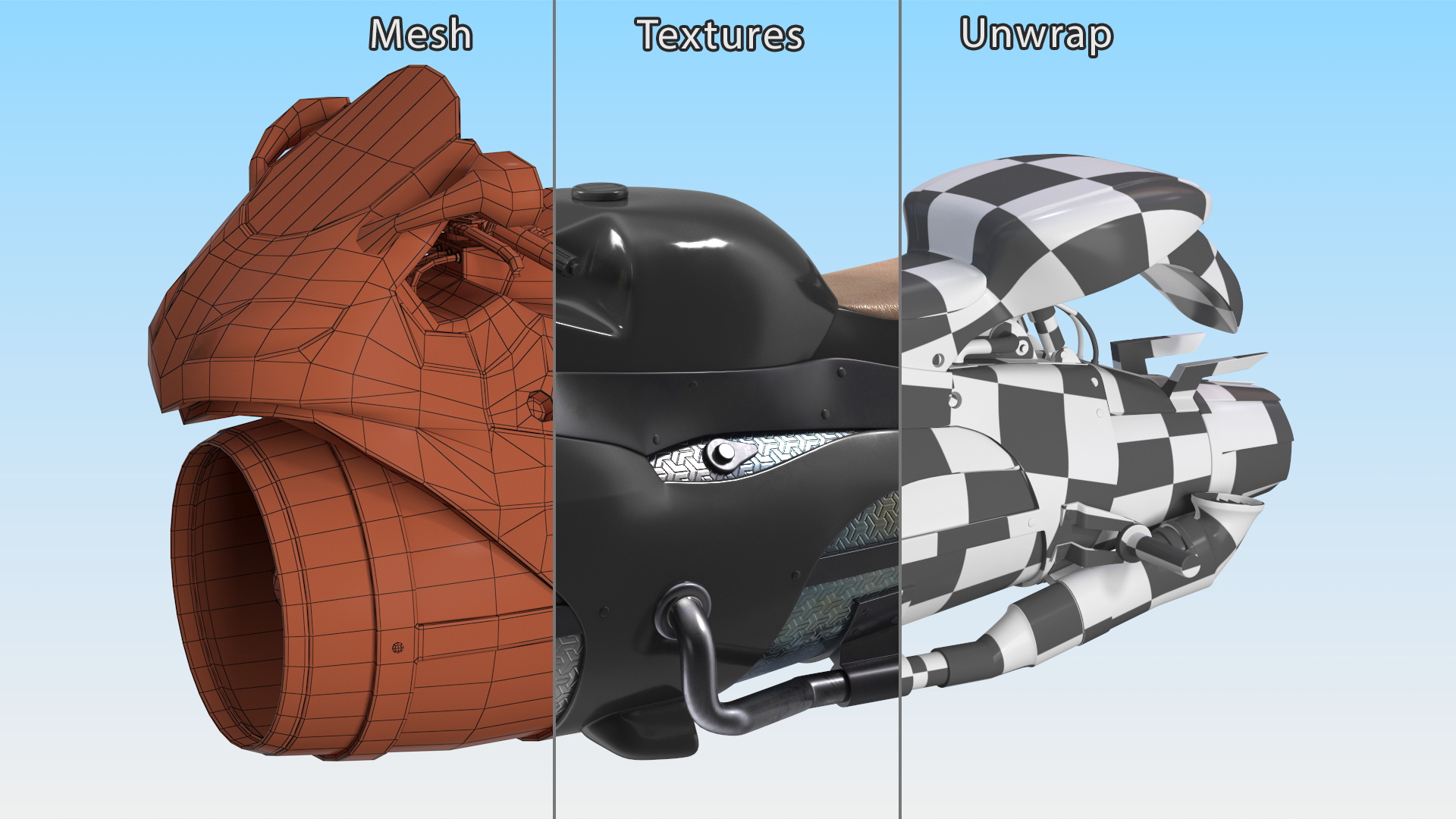 3D model Futuristic Concept Motorcycle Black
