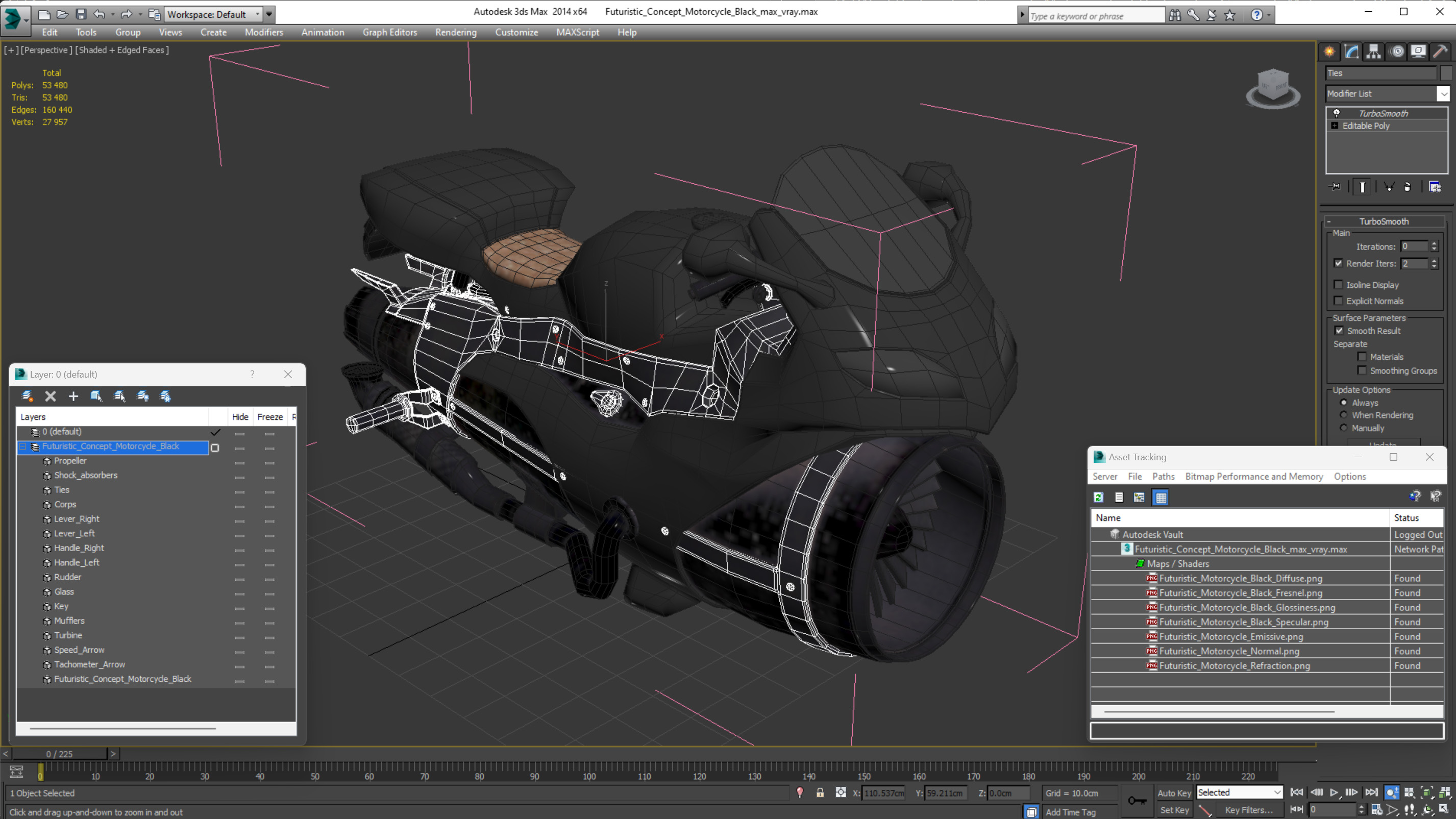 3D model Futuristic Concept Motorcycle Black