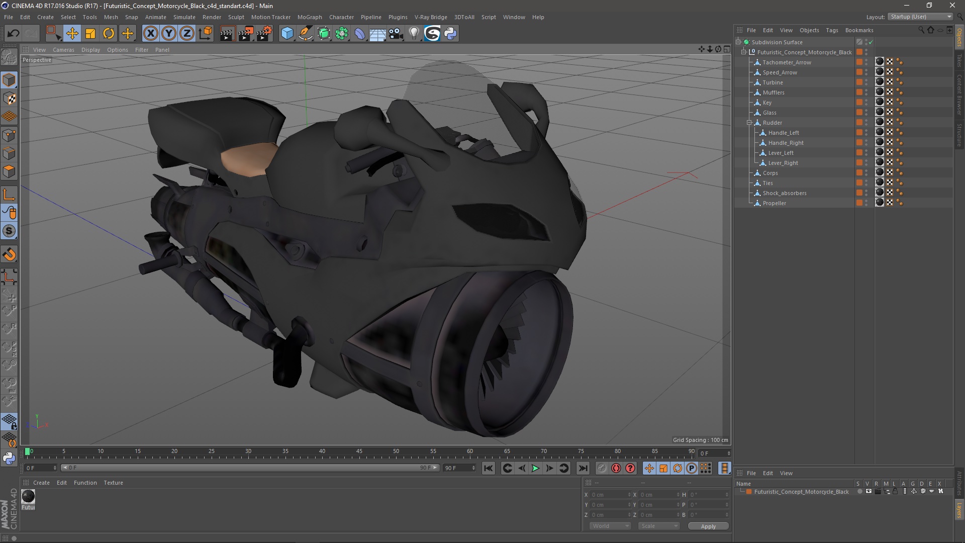 3D model Futuristic Concept Motorcycle Black