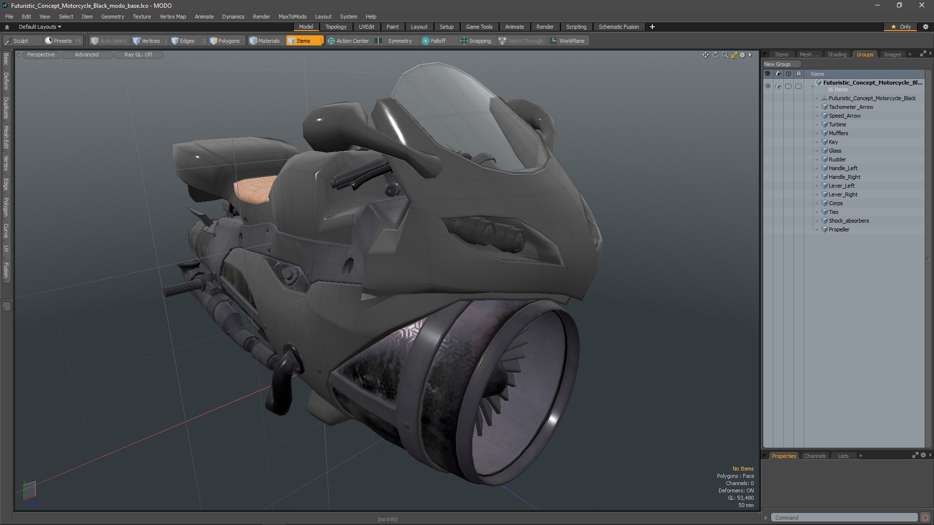 3D model Futuristic Concept Motorcycle Black