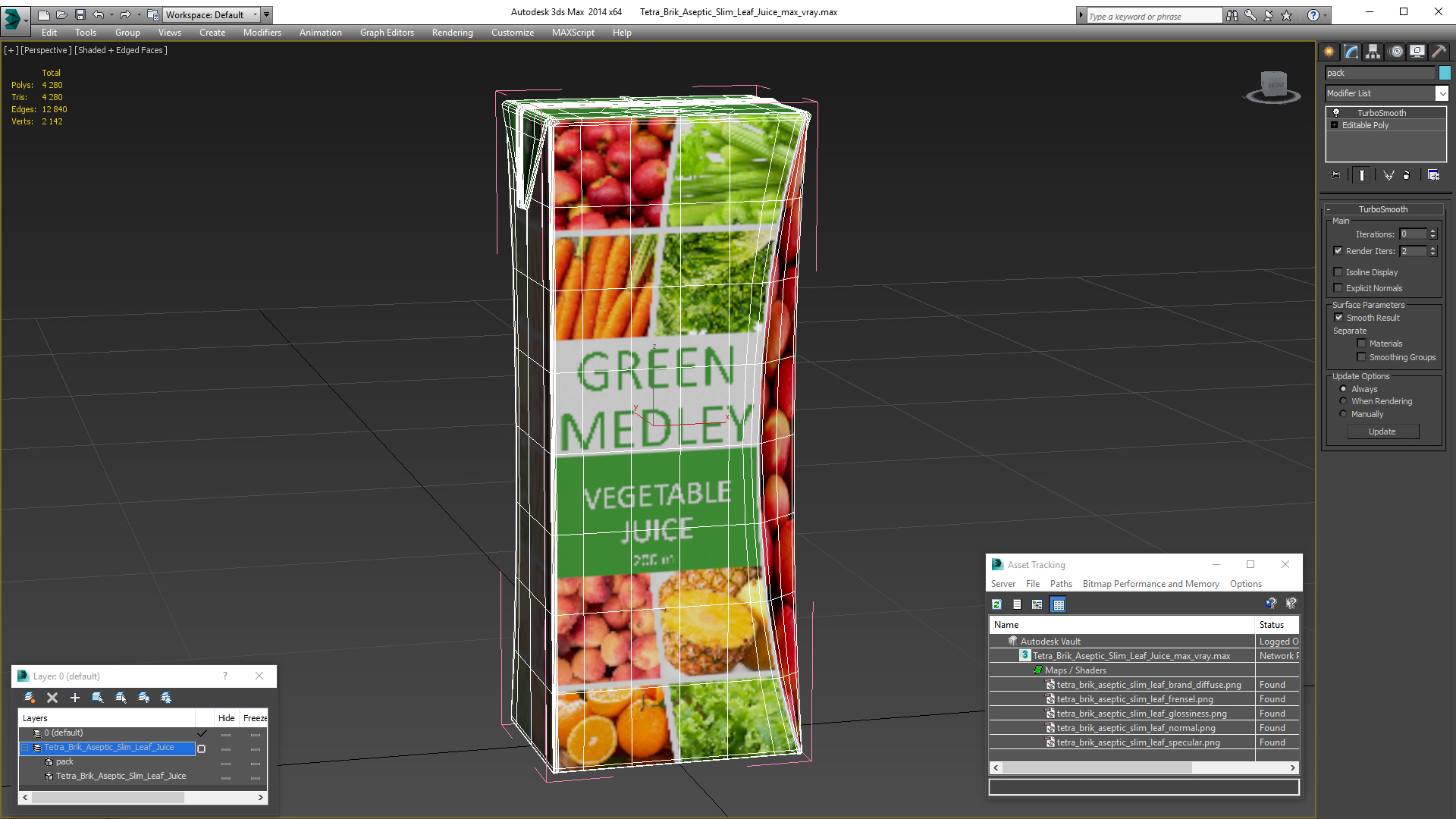 Tetra Brik Aseptic Slim Leaf Juice 3D model