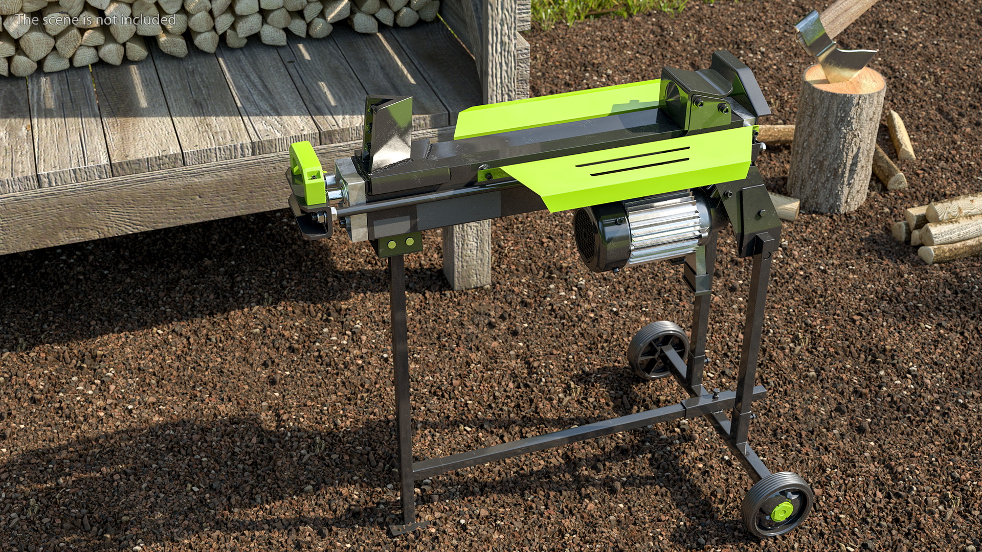 Electric Log Splitter with Stand Rigged 3D model