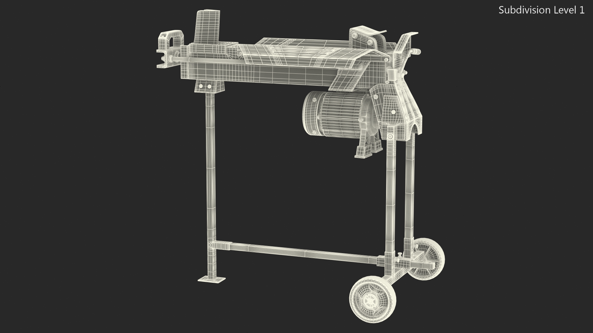 Electric Log Splitter with Stand Rigged 3D model