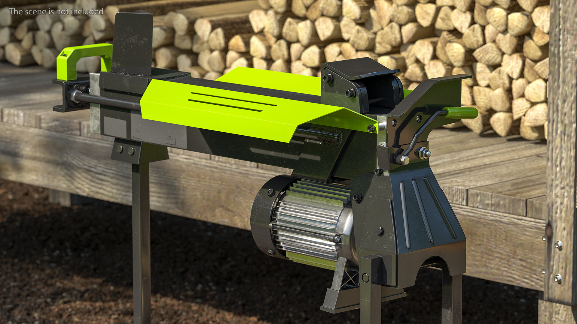 Electric Log Splitter with Stand Rigged 3D model