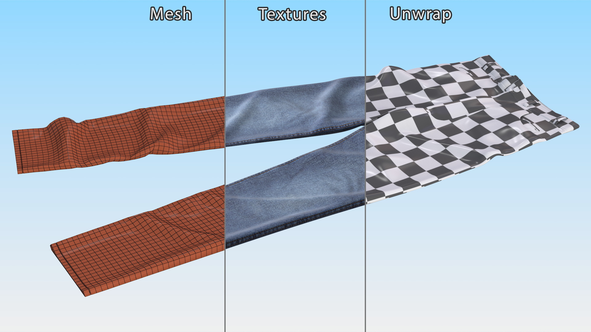 3D Casual Denim Jeans model