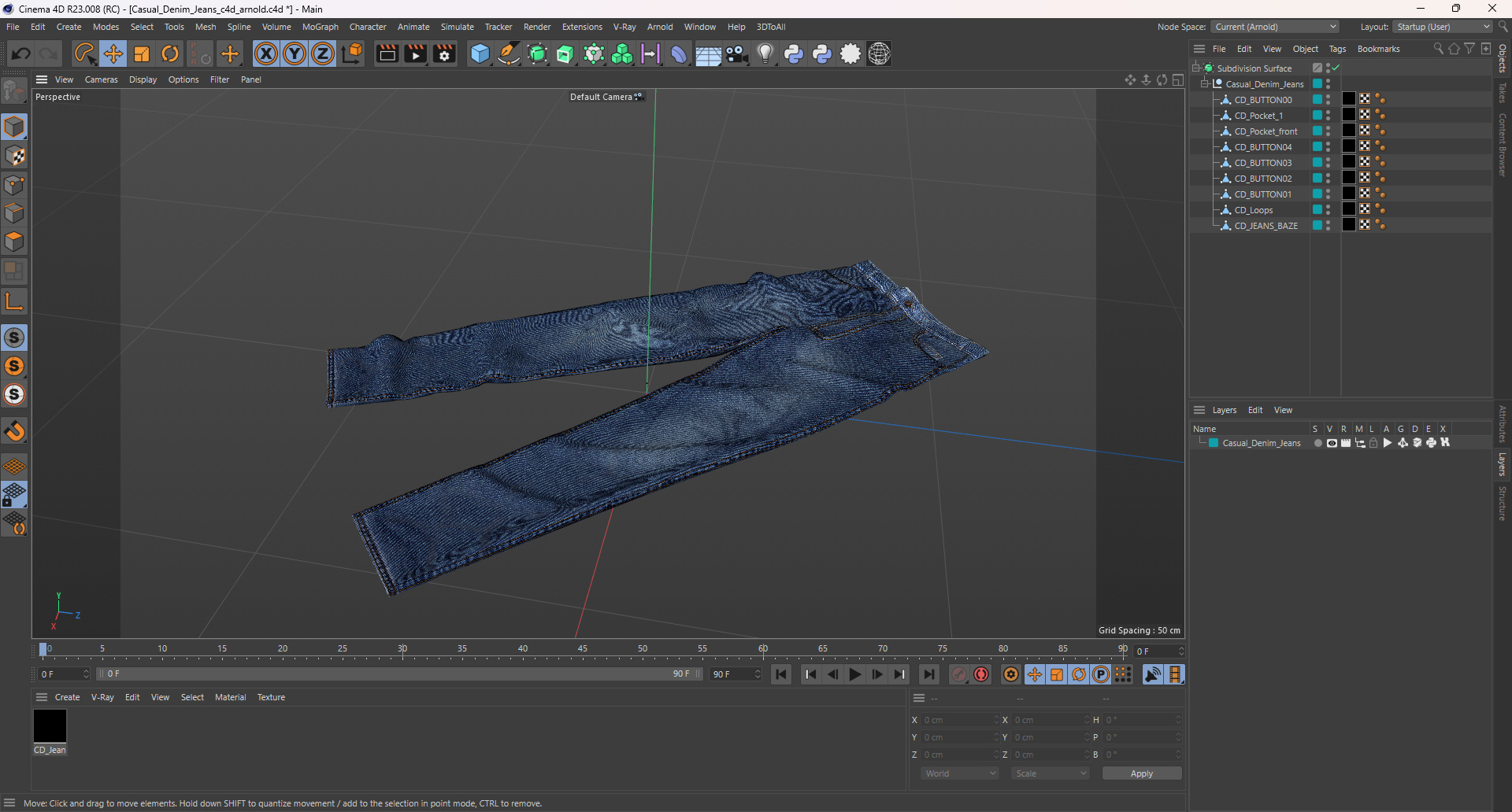 3D Casual Denim Jeans model