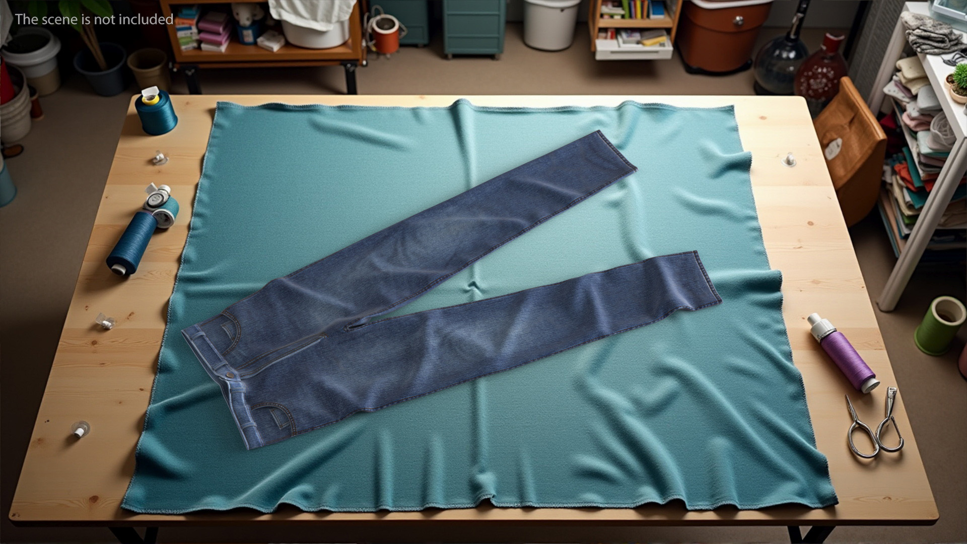 3D Casual Denim Jeans model