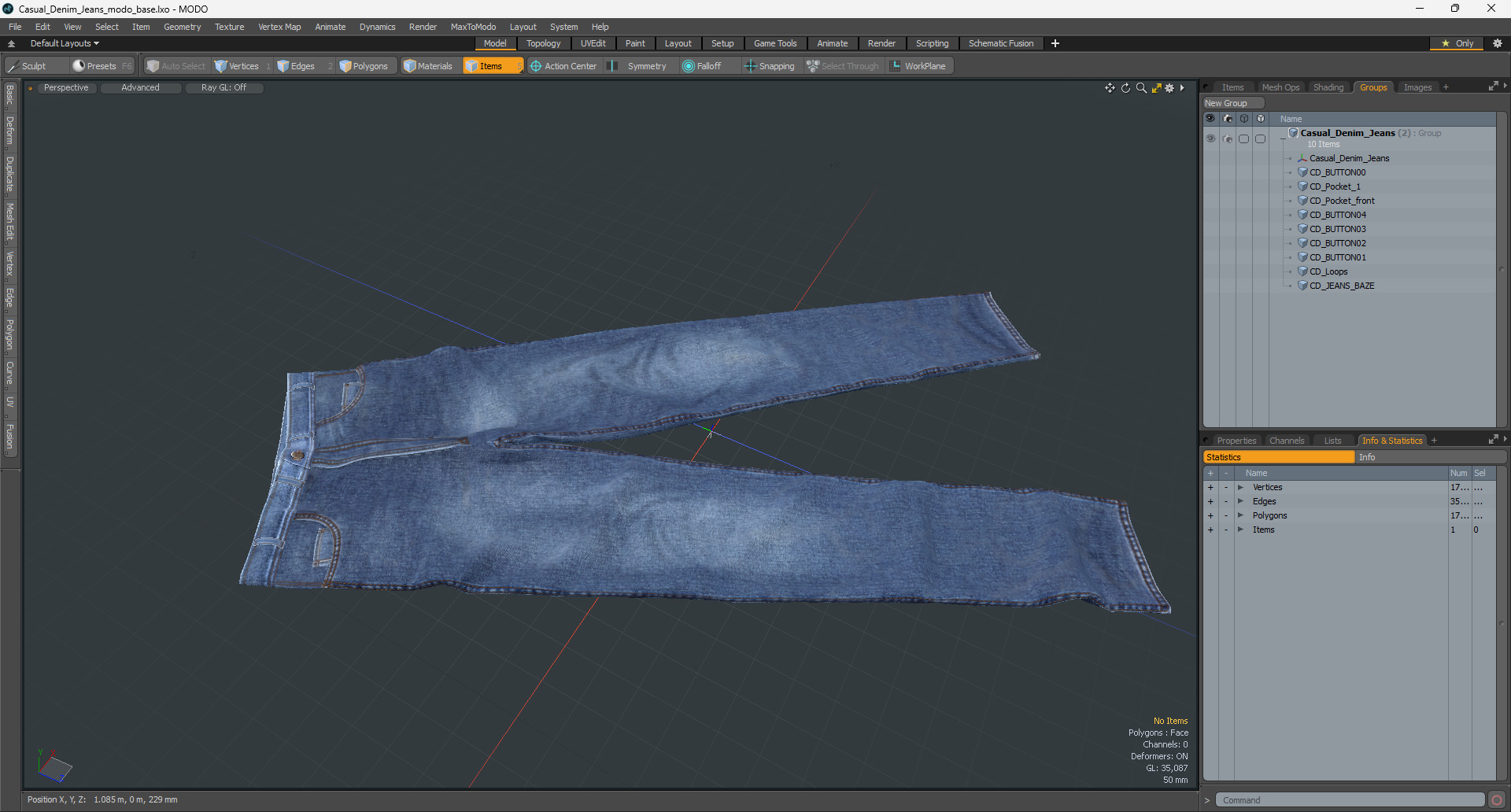 3D Casual Denim Jeans model