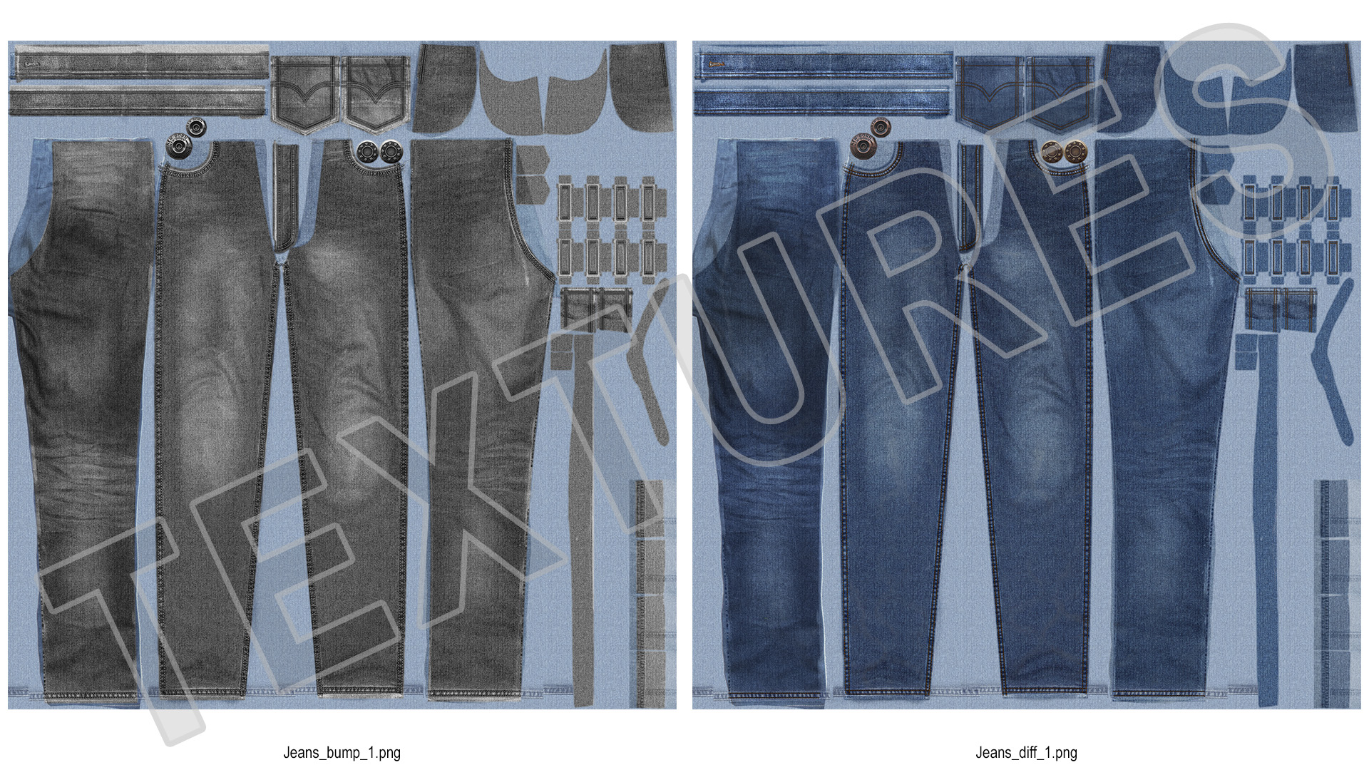 3D Casual Denim Jeans model