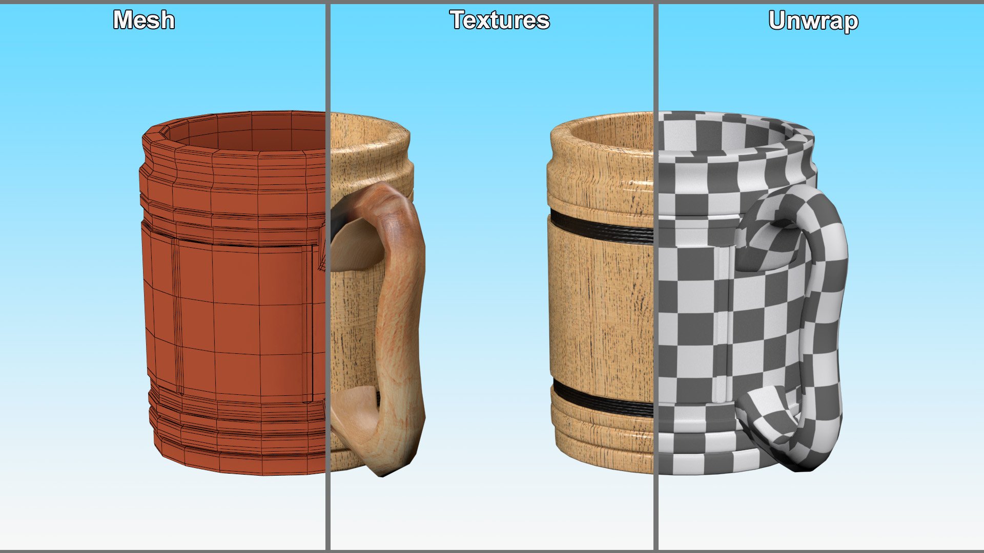 3D Wooden Beer Mug for 3D Print model