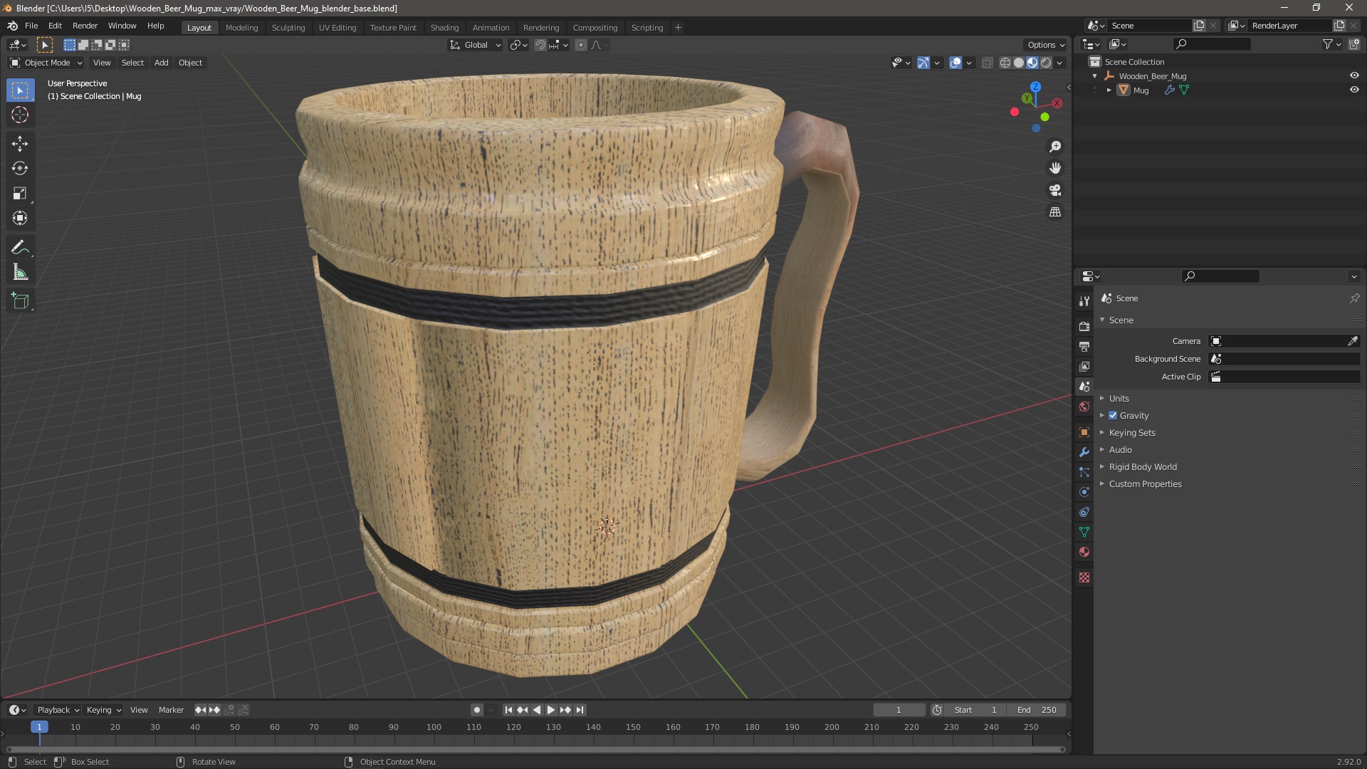 3D Wooden Beer Mug for 3D Print model