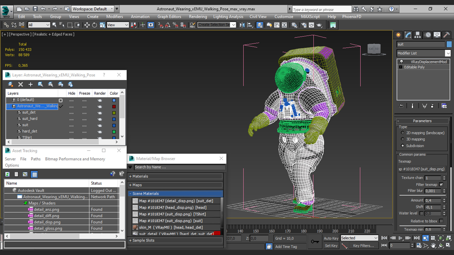 3D model Astronaut Wearing xEMU Walking Pose