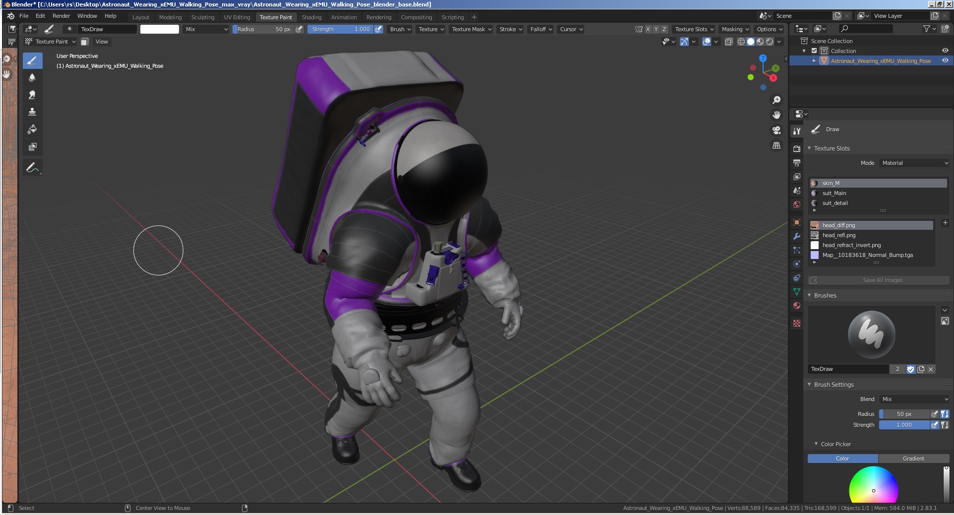 3D model Astronaut Wearing xEMU Walking Pose