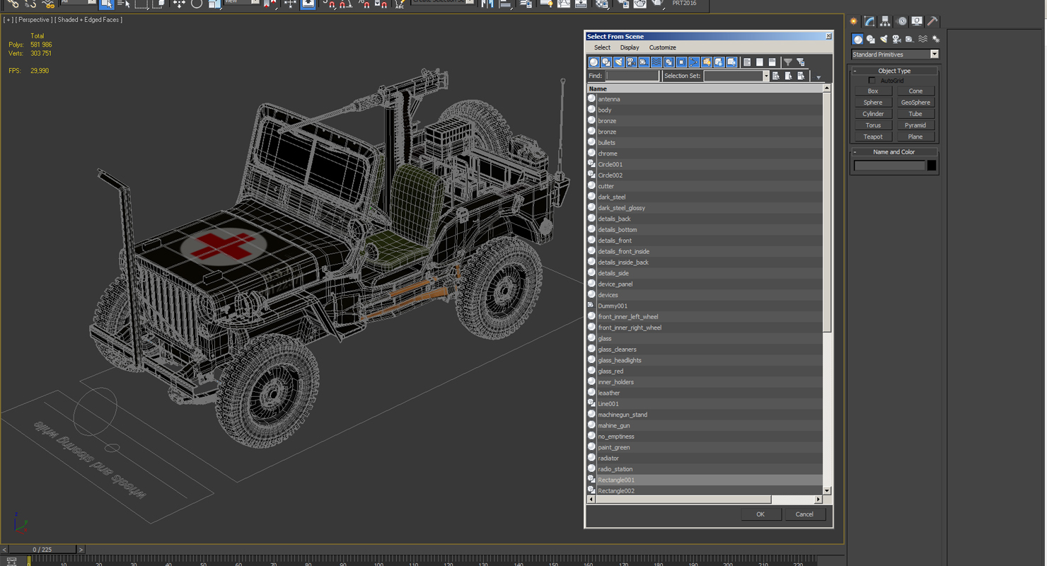 3D Jeep Willys MB Ambulance Rigged