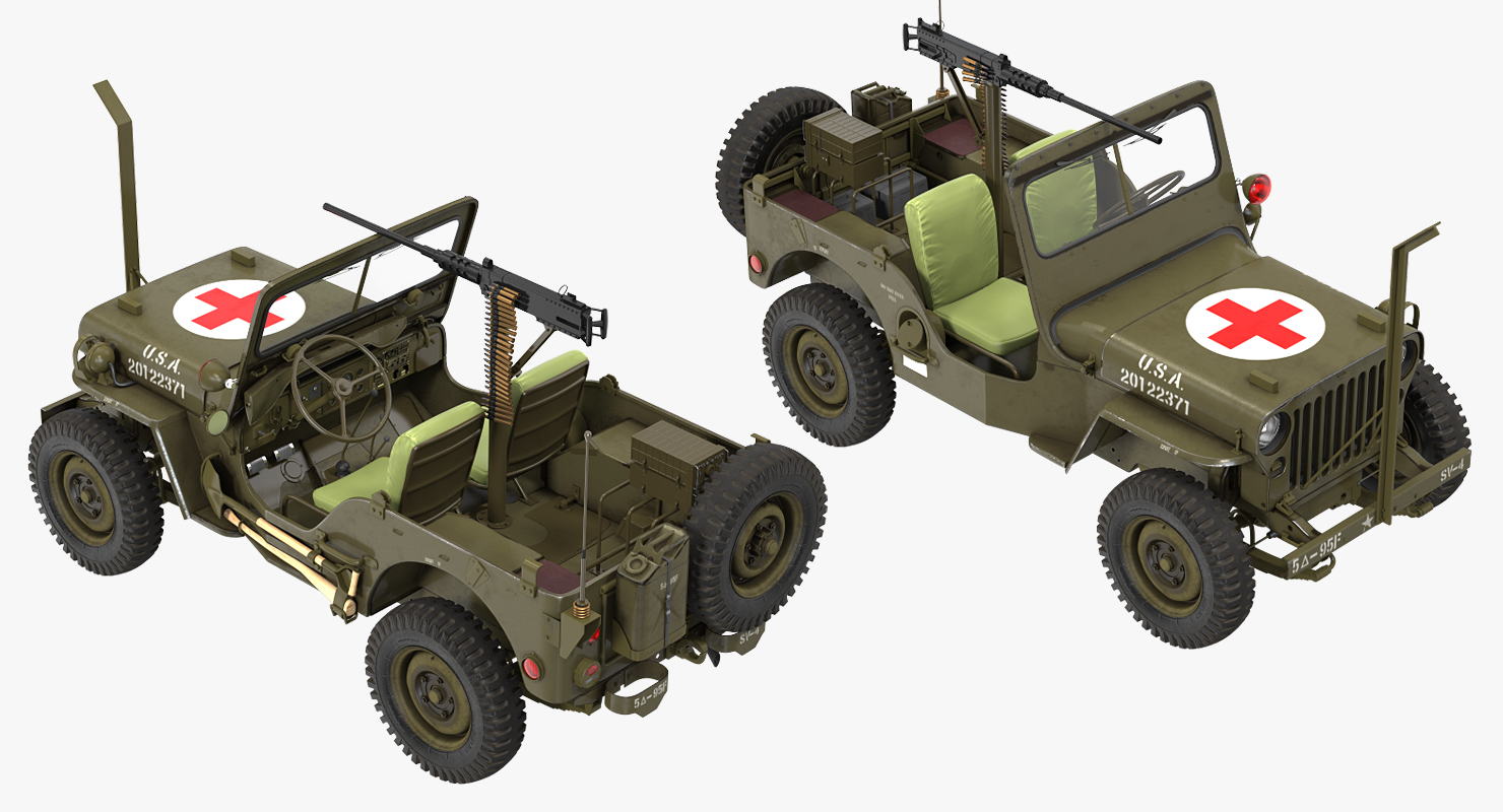 3D Jeep Willys MB Ambulance Rigged