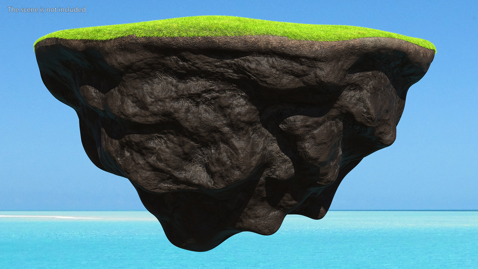 Round Soil Ground Cross Section with Green Grass Fur 3D