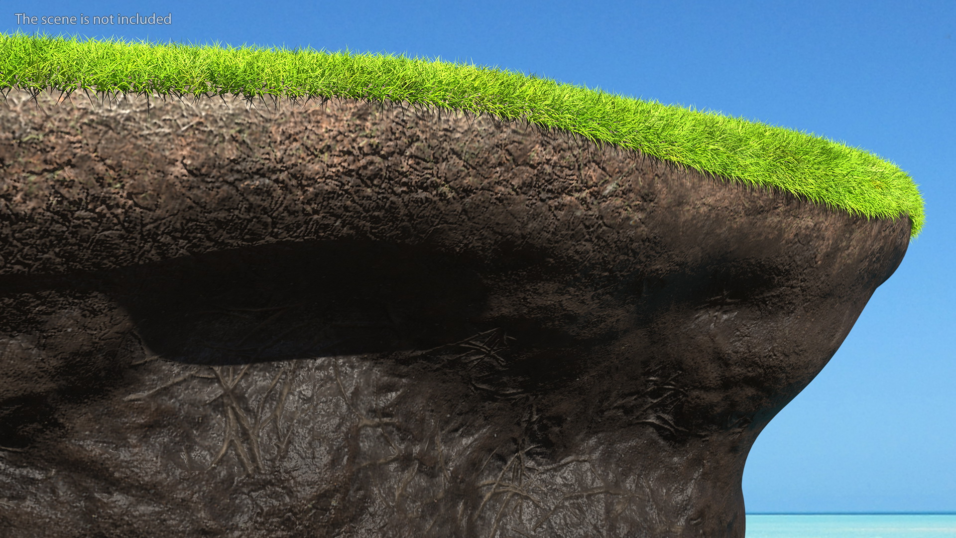 Round Soil Ground Cross Section with Green Grass Fur 3D