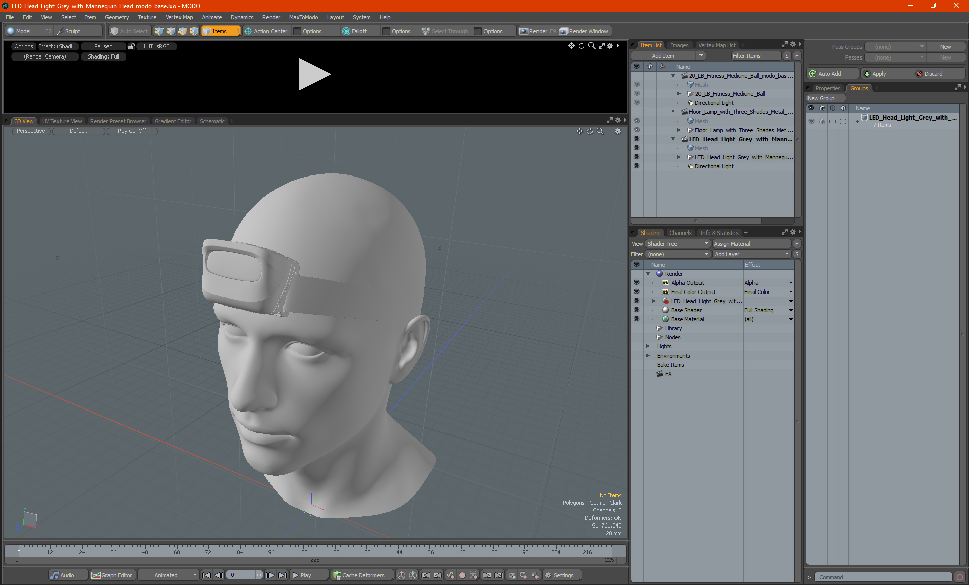LED Head Light Grey with Mannequin Head 3D model