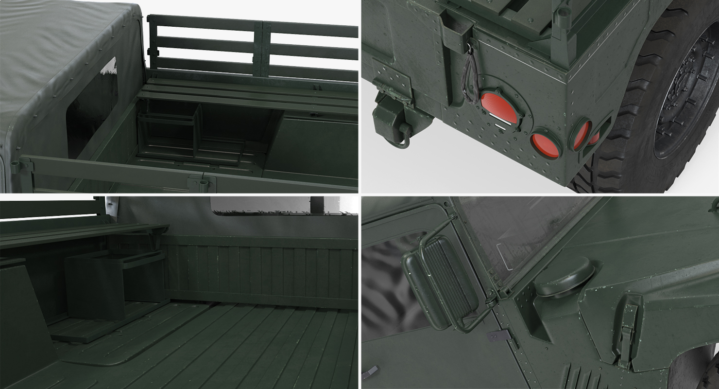 Cargo Troop Carrier HMMWV m1038 Rigged Camo Green 3D model