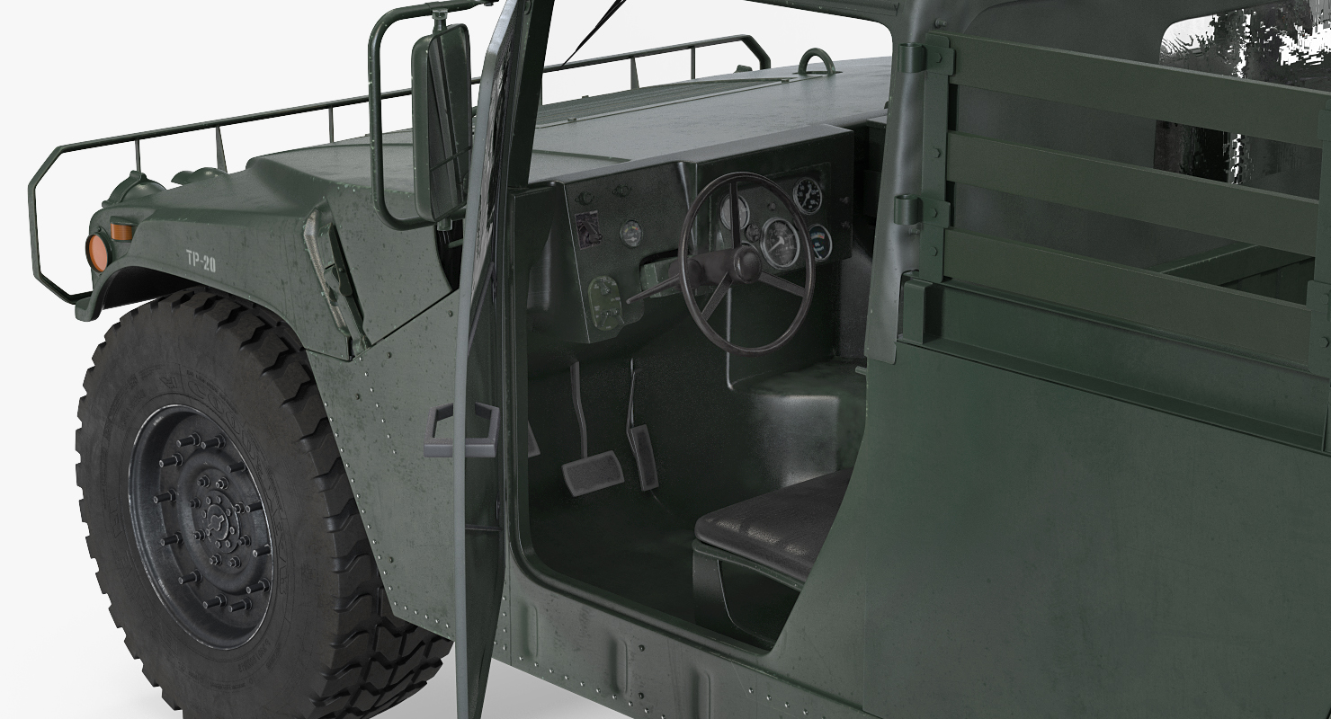 Cargo Troop Carrier HMMWV m1038 Rigged Camo Green 3D model