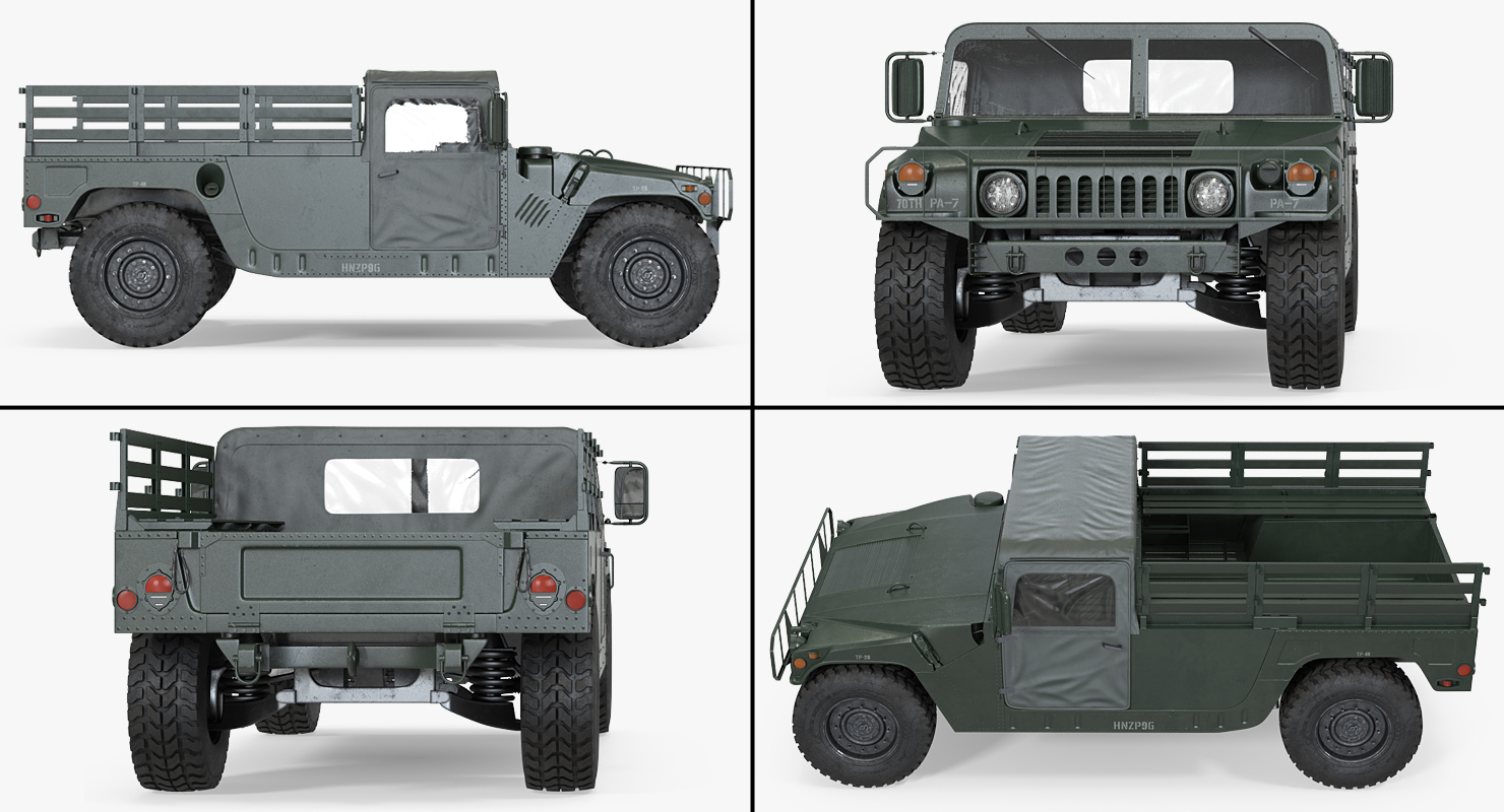 Cargo Troop Carrier HMMWV m1038 Rigged Camo Green 3D model