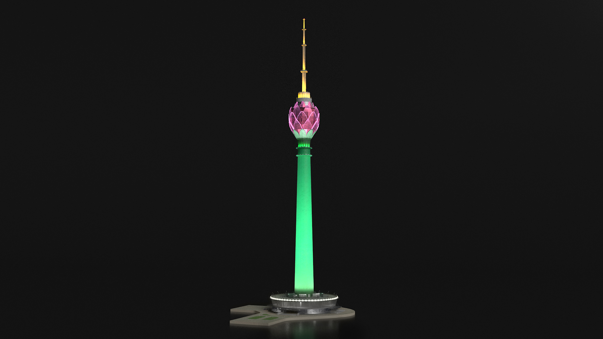 3D Colombo Lotus Tower at Night Time model