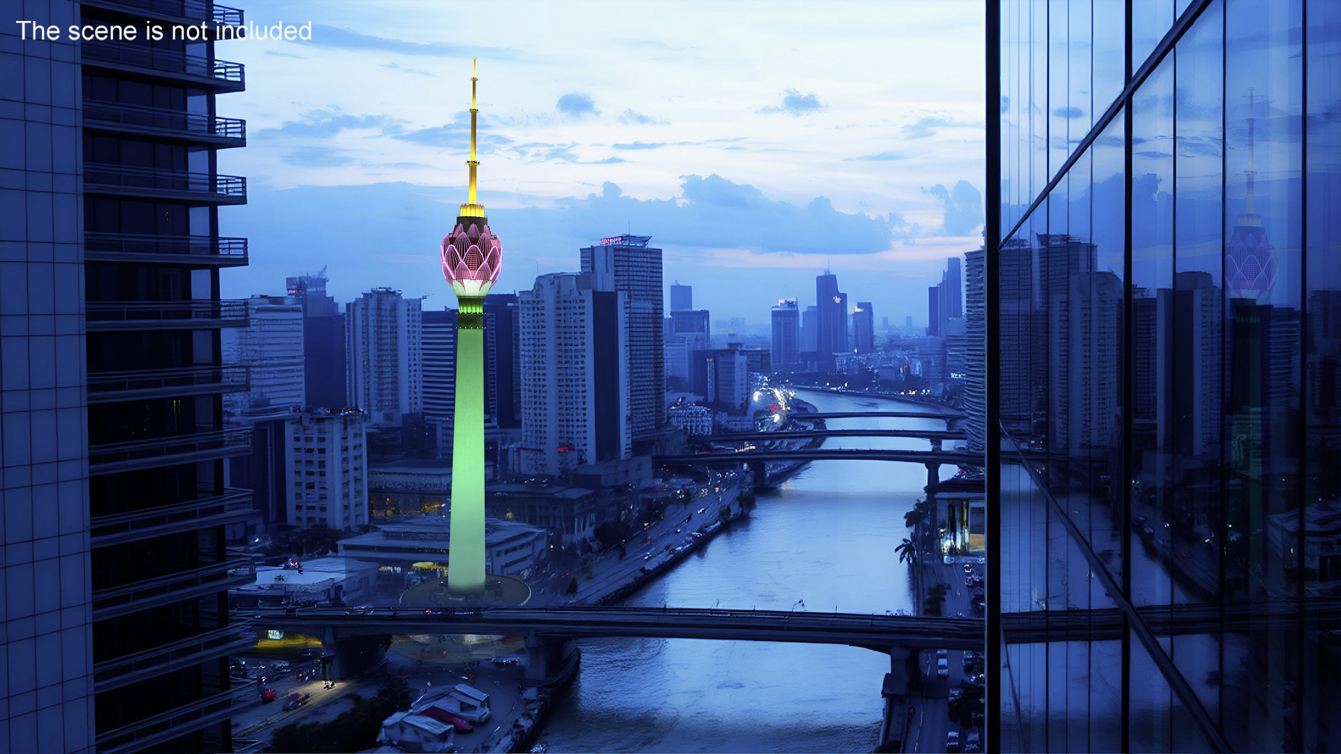 3D Colombo Lotus Tower at Night Time model