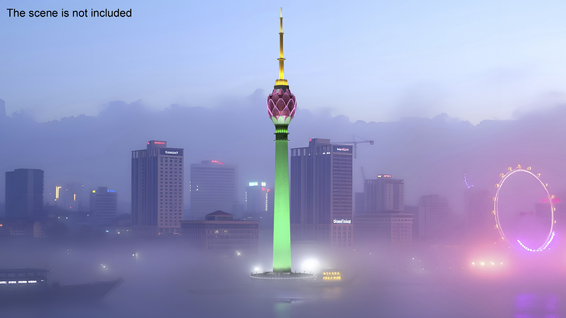 3D Colombo Lotus Tower at Night Time model