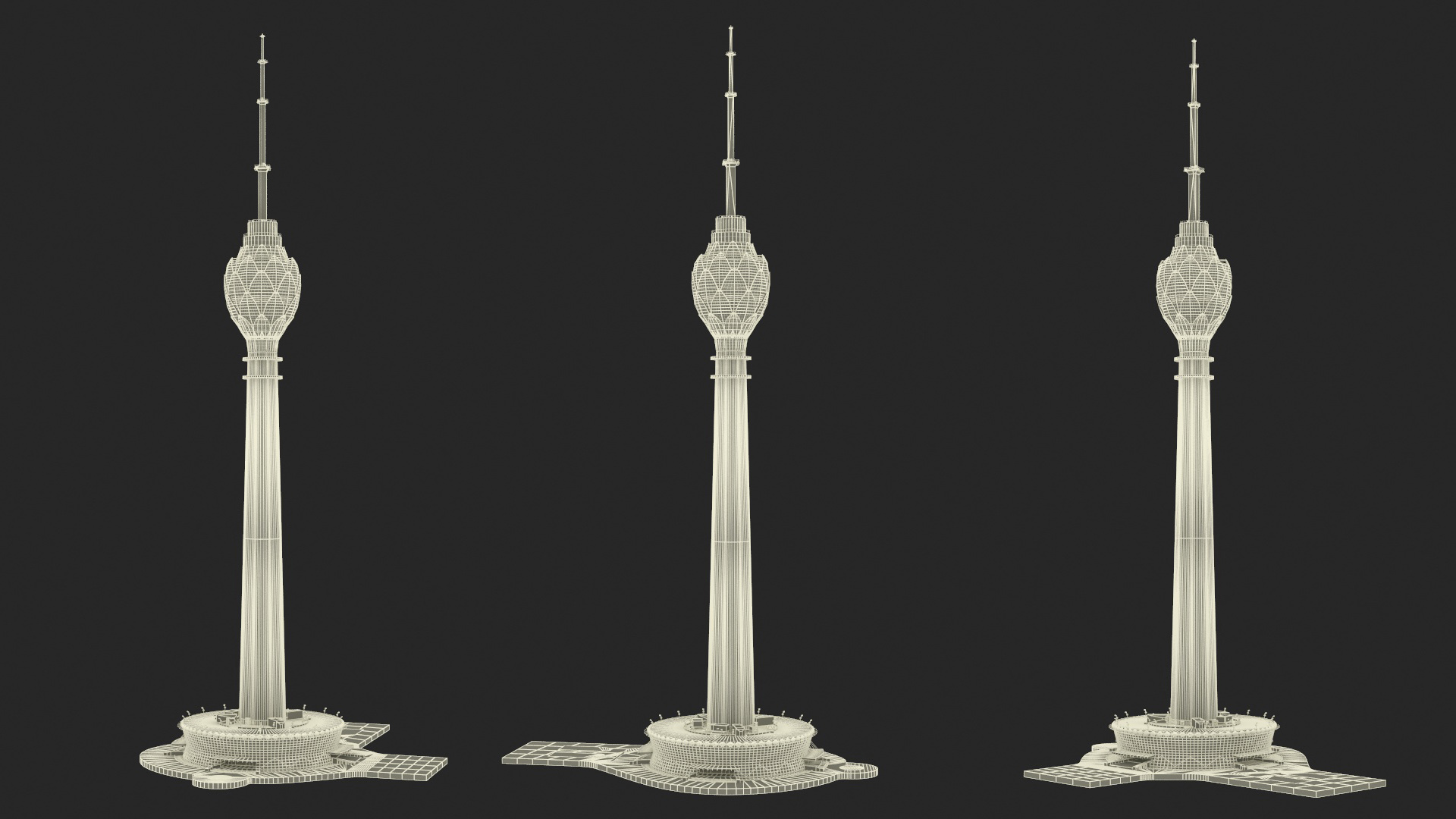 3D Colombo Lotus Tower at Night Time model