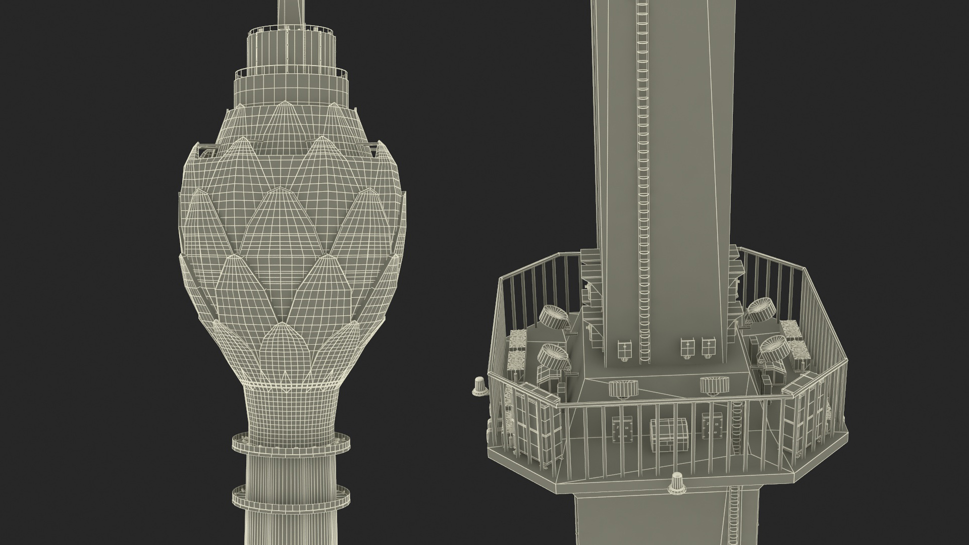 3D Colombo Lotus Tower at Night Time model