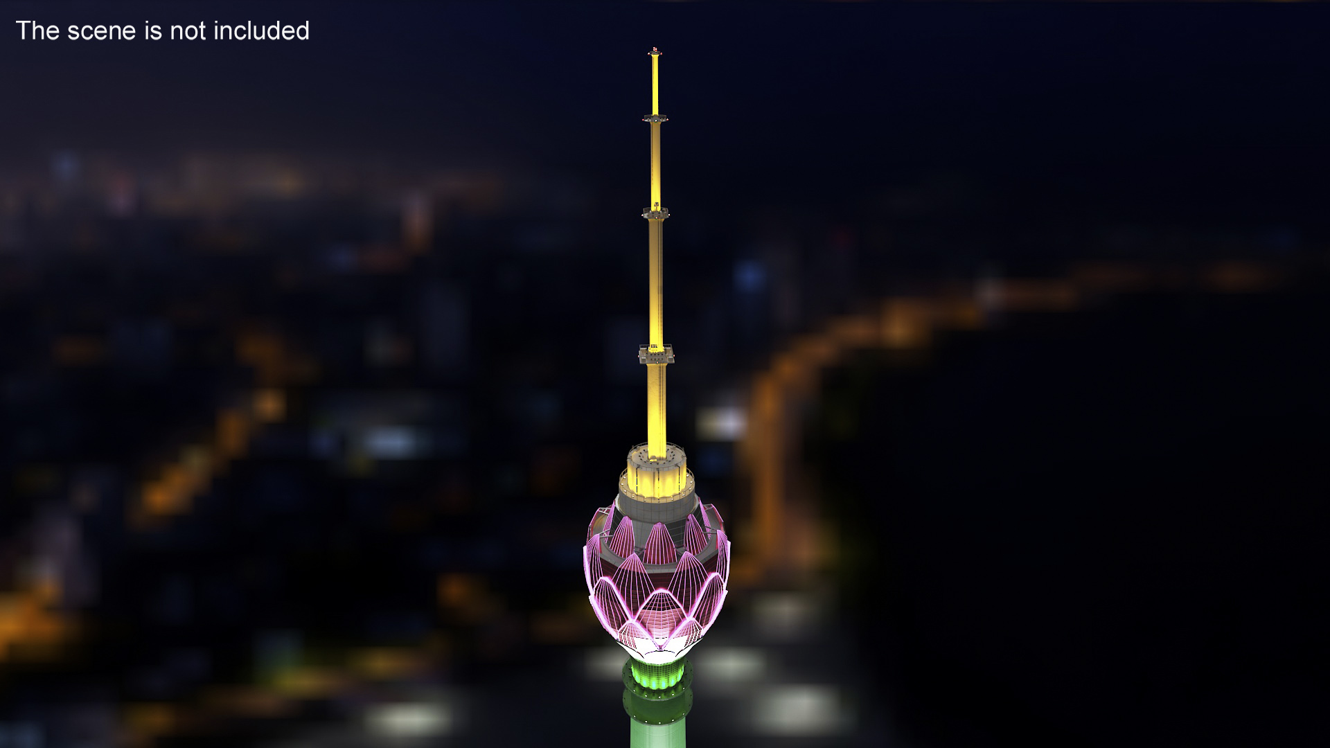 3D Colombo Lotus Tower at Night Time model