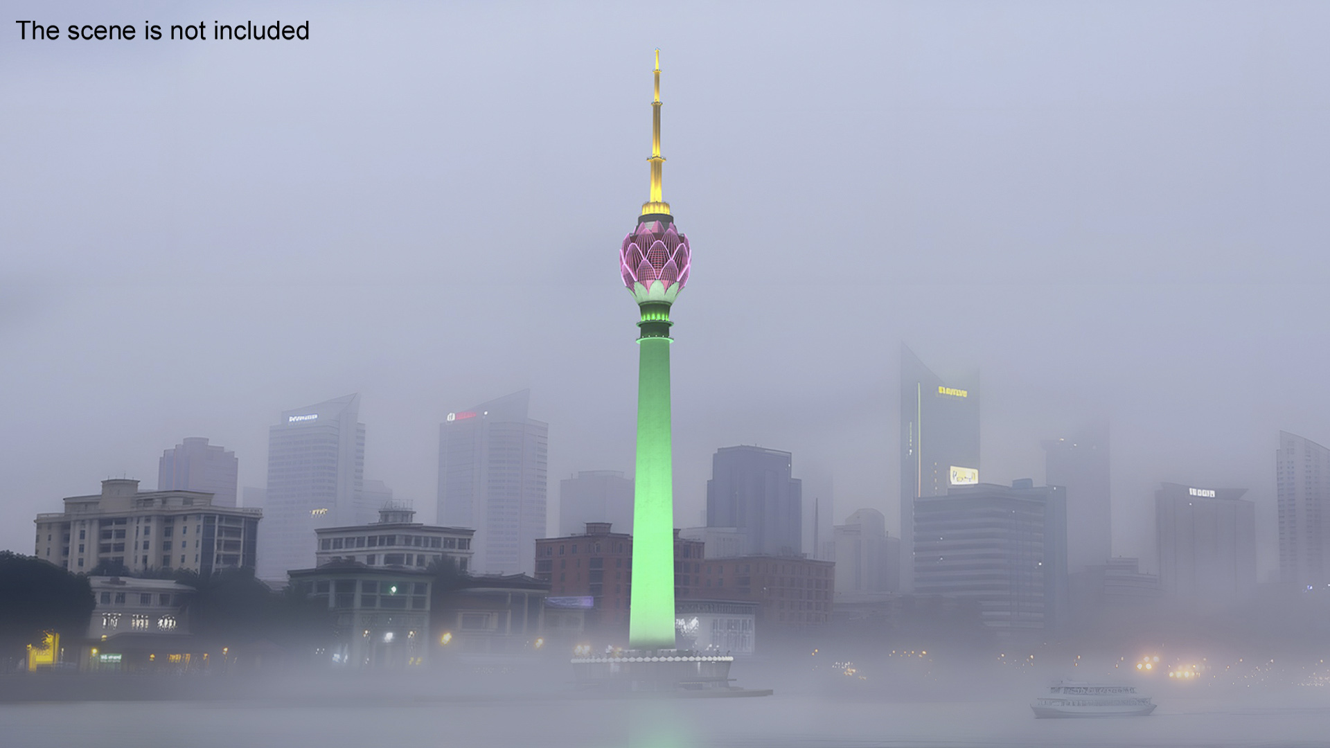 3D Colombo Lotus Tower at Night Time model