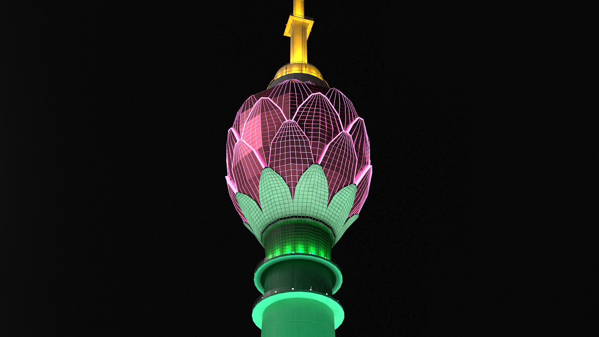 3D Colombo Lotus Tower at Night Time model