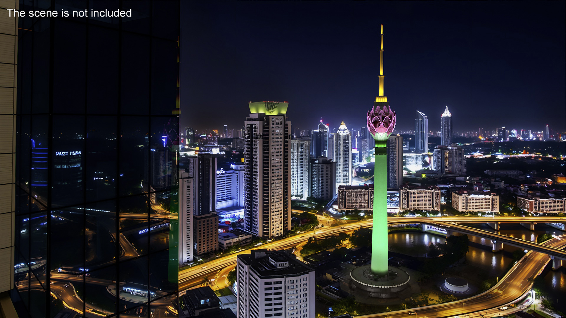 3D Colombo Lotus Tower at Night Time model