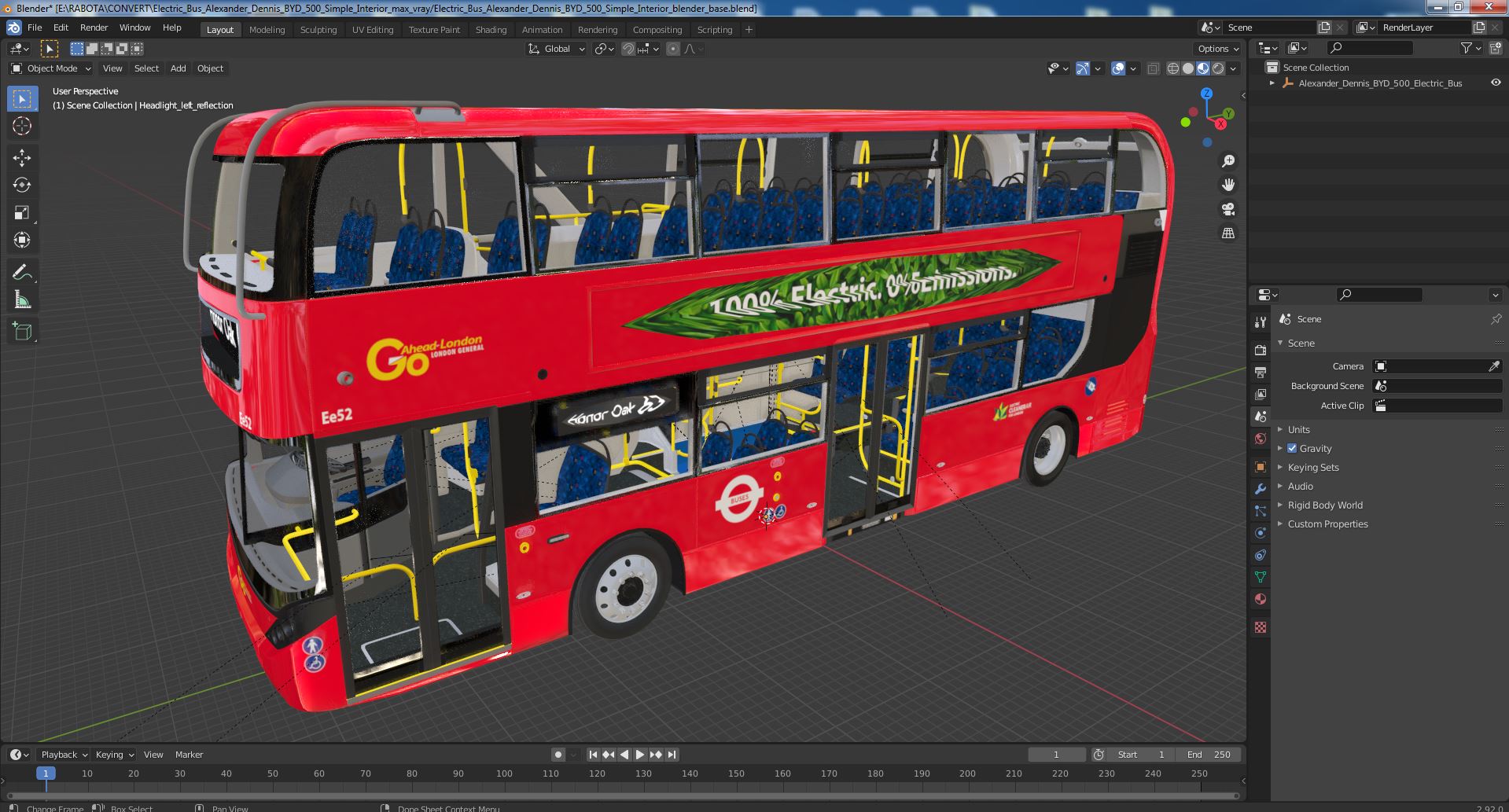 3D Electric Bus Alexander Dennis BYD 500 Simple Interior model