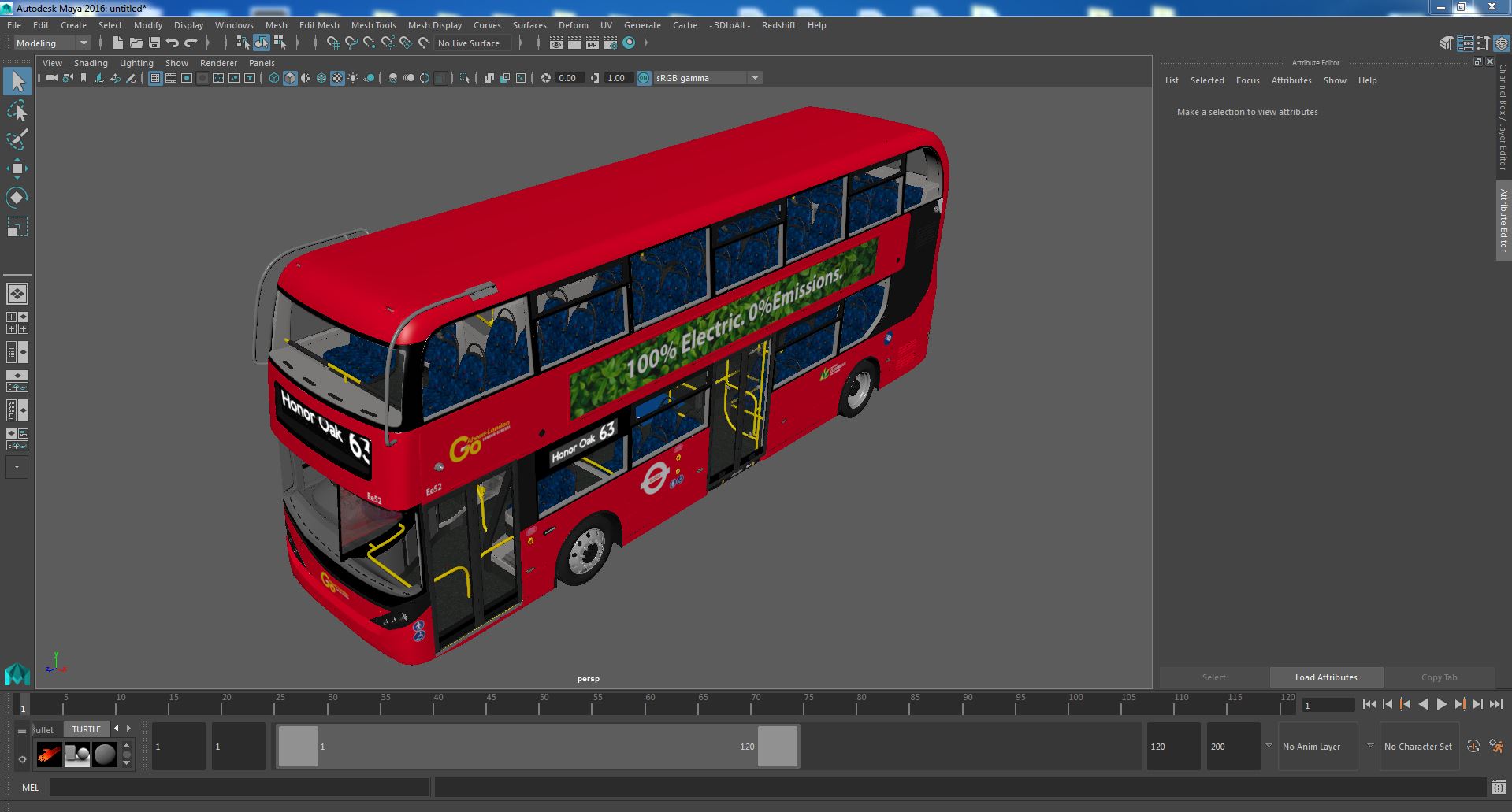 3D Electric Bus Alexander Dennis BYD 500 Simple Interior model