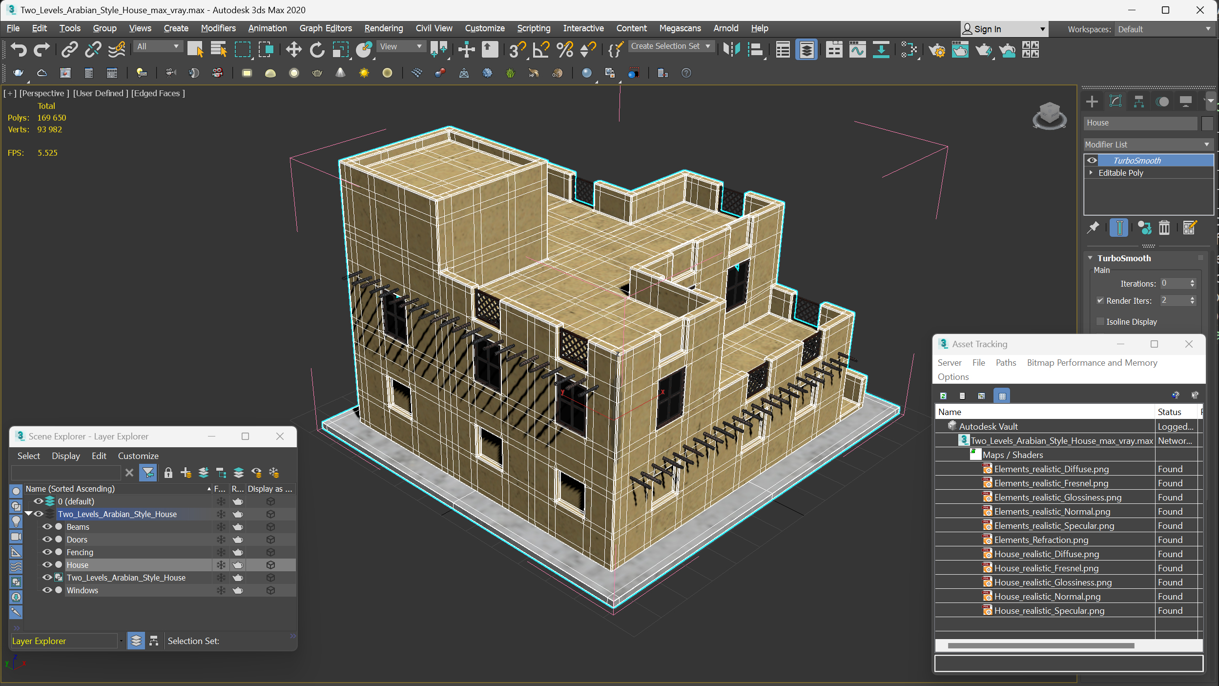 3D model Two Levels Arabian Style House