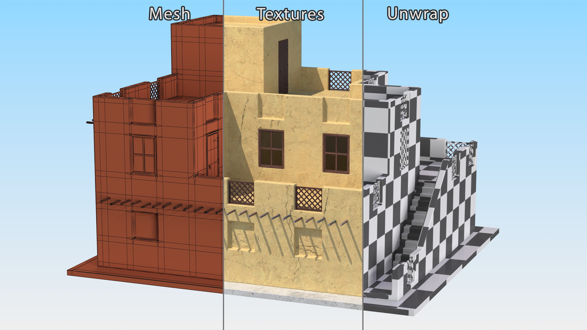 3D model Two Levels Arabian Style House