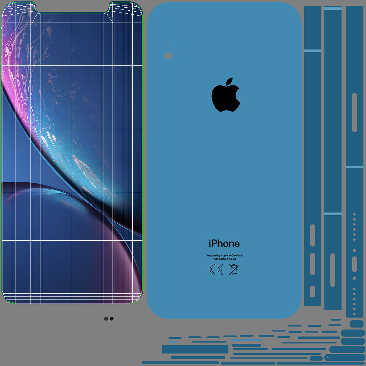 iPhone XR Blue 3D model