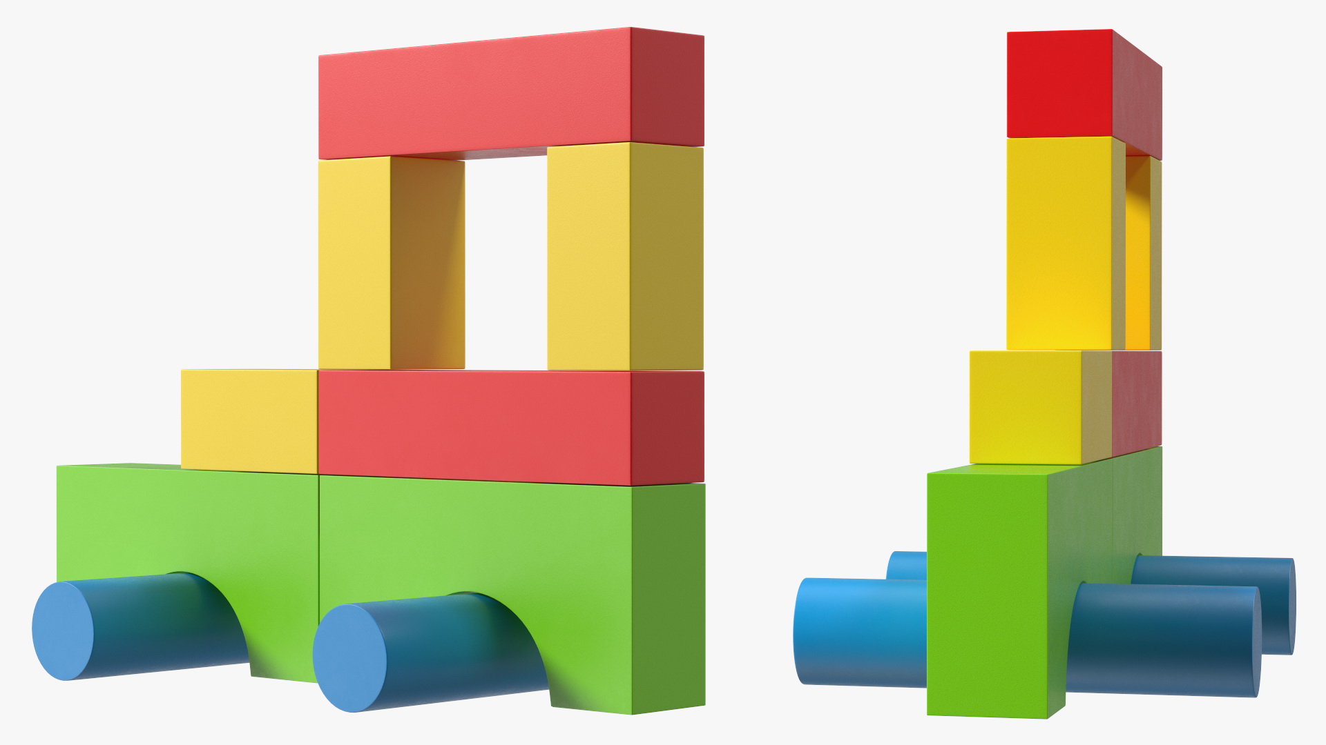 3D Wooden Construction Car Colored