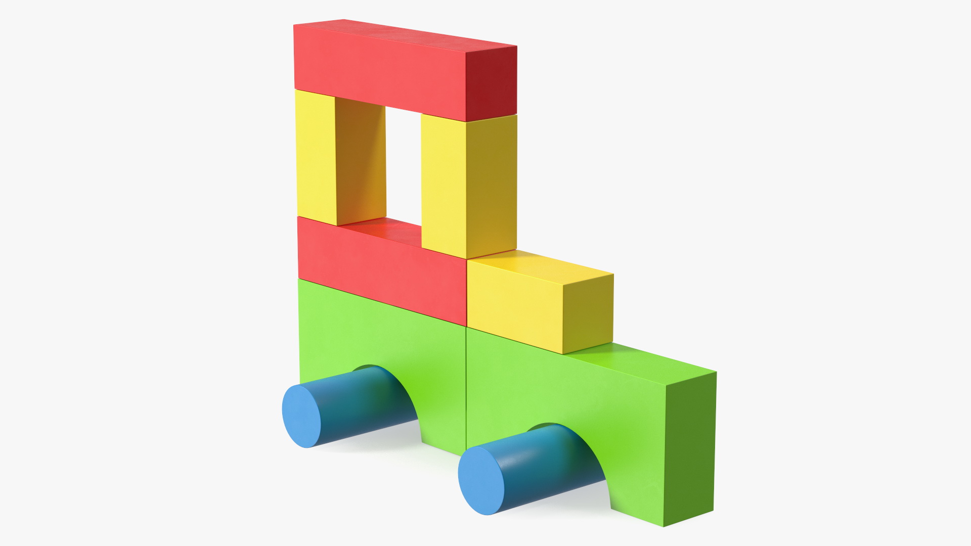 3D Wooden Construction Car Colored
