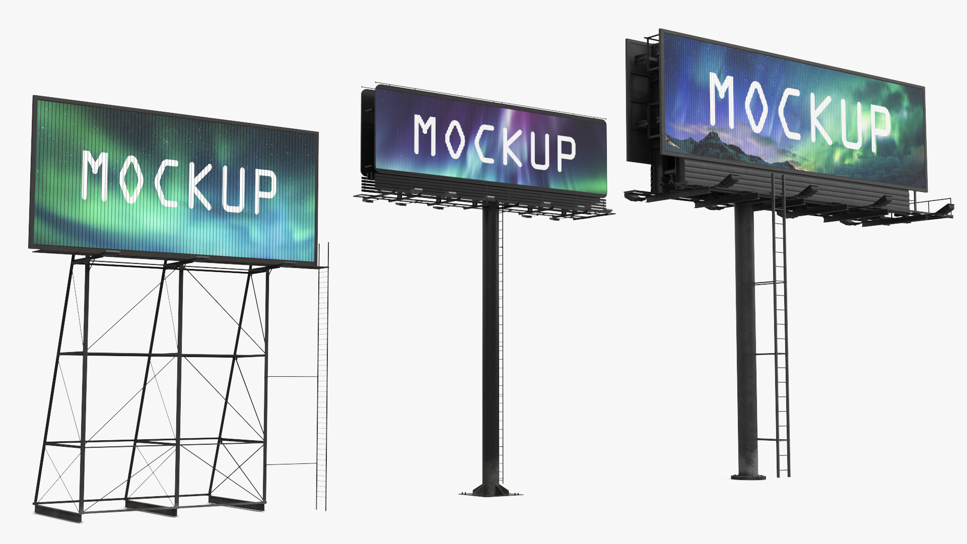 Mockup Trivision Billboard Set with Rotating Slats - view 2