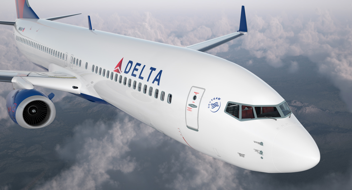 3D Boeing 737 900 with Interior Delta Air Lines Rigged