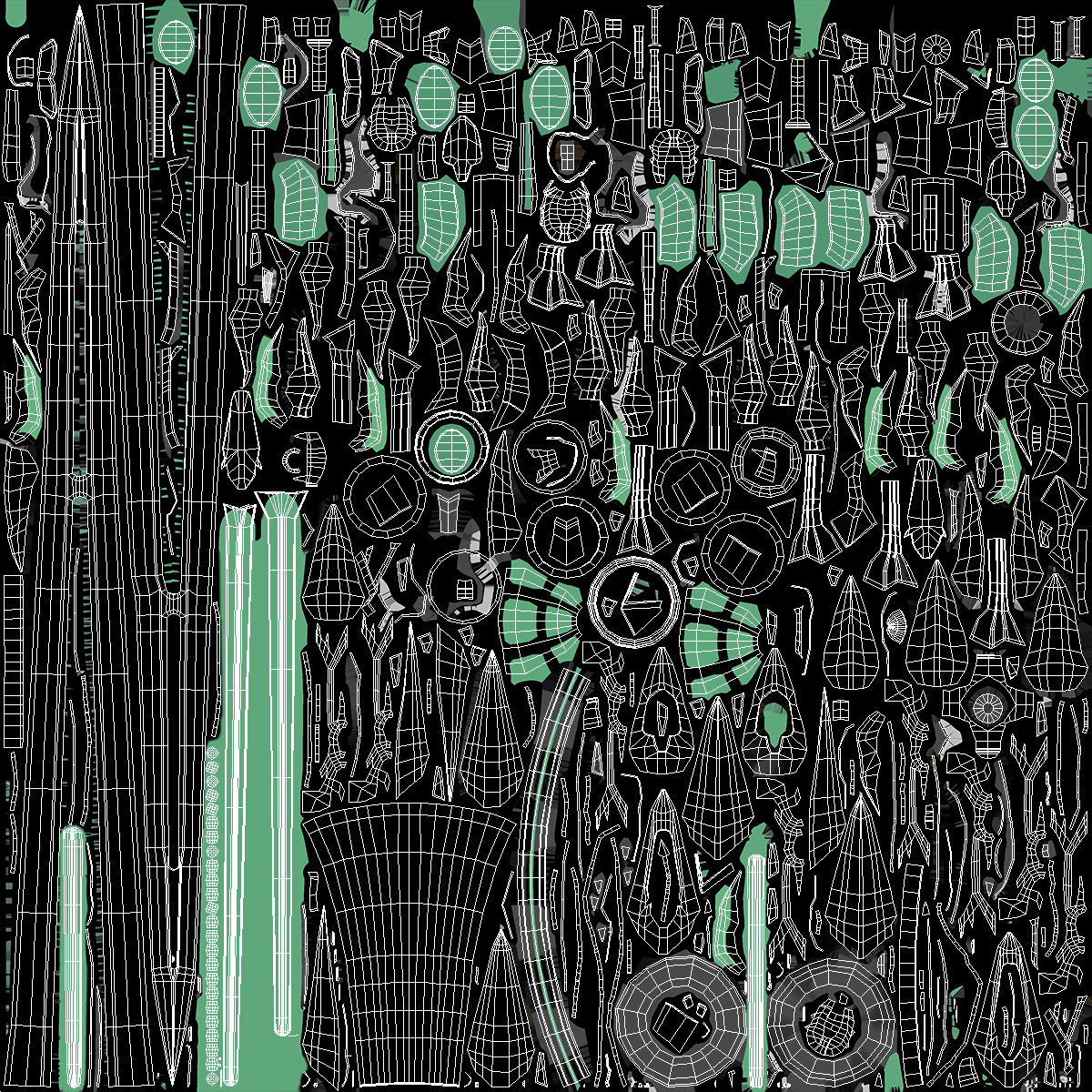 Futuristic Green Sword with Spikes 3D model