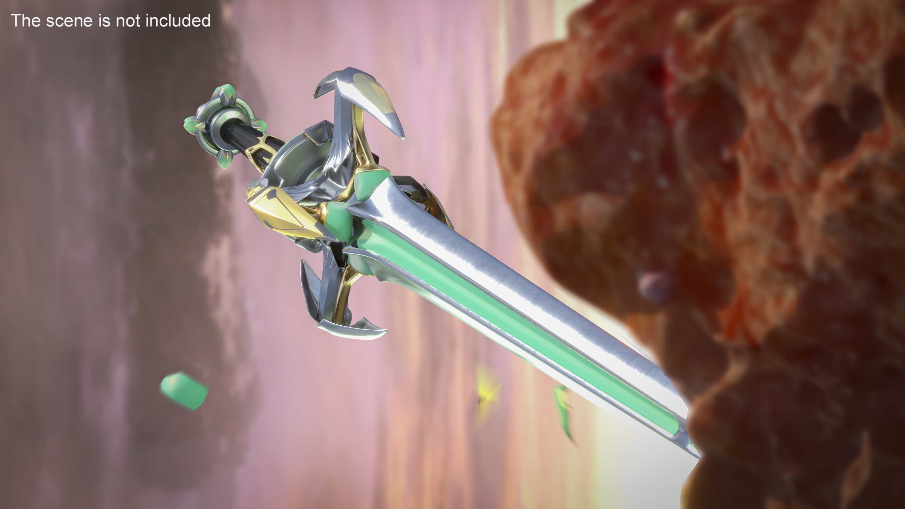 Futuristic Green Sword with Spikes 3D model