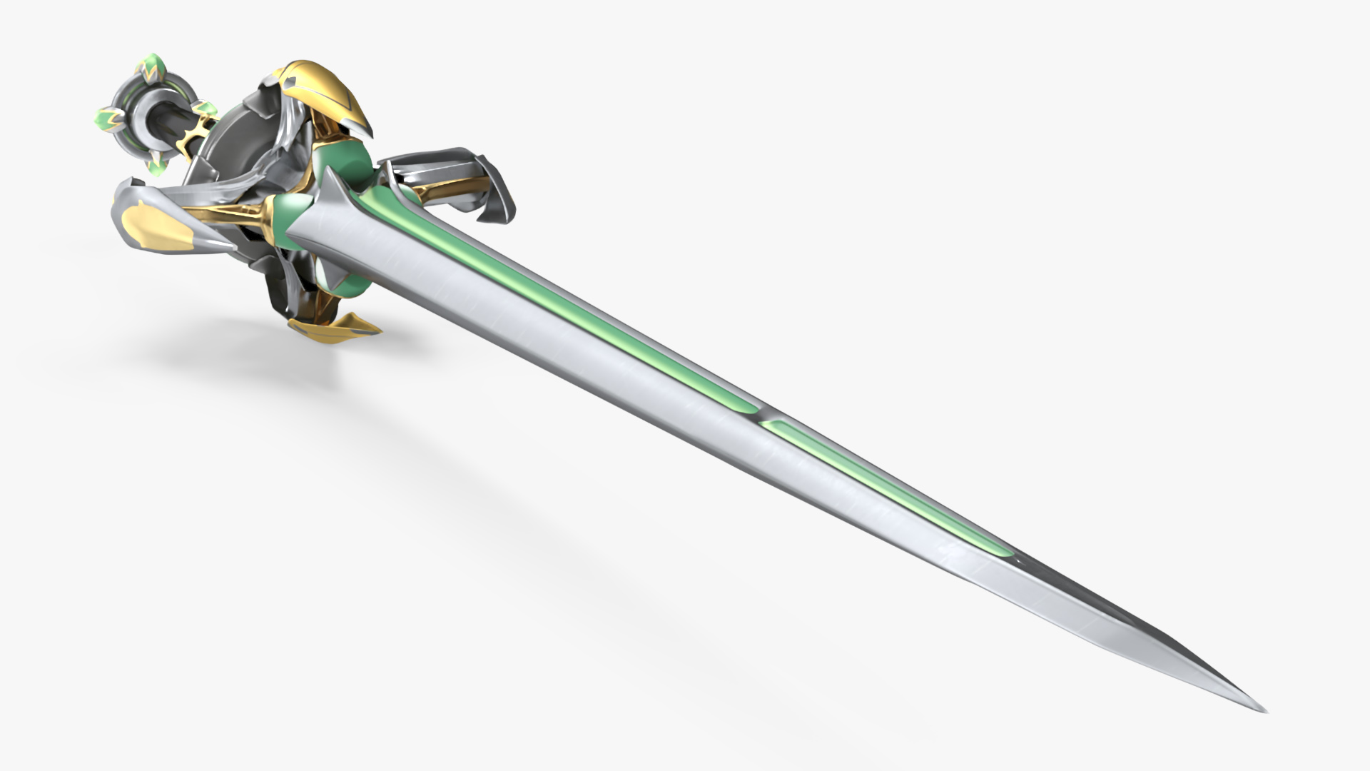 Futuristic Green Sword with Spikes 3D model