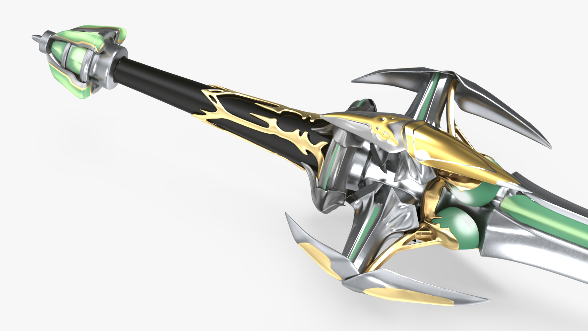 Futuristic Green Sword with Spikes 3D model